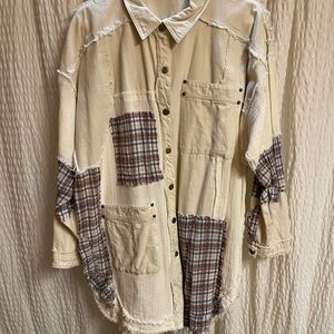 Oli & Hali Cream Patchwork Button-Down Shirt